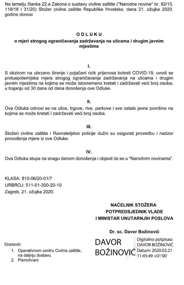 odluka covid19